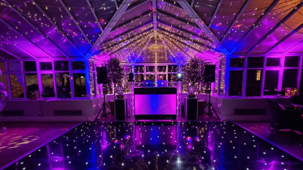 Rowton Hall Black Dancefloor & DJ